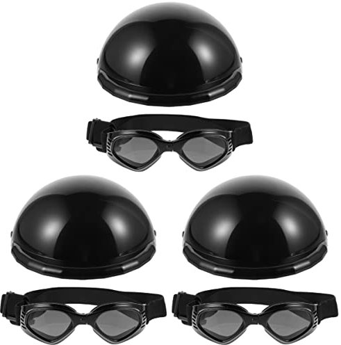 iplusmile 3 Ensembles Casque De Sécurité pour Animaux De Compagnie Chapeau Casque Lunettes De Déguisement Verres Décoratifs e Chien Lunettes De Chien Jouet Petit Abdos