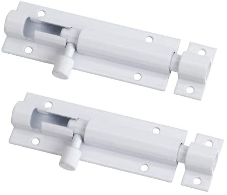 2 Set Door Lock Bolts Shed Door Tower Bolt Heavy Duty White Door Bolt Latch Slide Barrel Door Bolt Security Lock Latch with Screws for Internal Door Shed Bathroom Toilet Shed (White, 3inch)