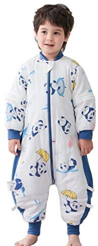 Chilsuessy Schlafsack Baby Winter Mit Füßen 3.5 Tog - Warm Kinder Ganzjahres Mit Beinen Junge Mädchen Schlafanzug, Cute Panda/3.5 Tog, 110/Baby Höhe 95-105cm