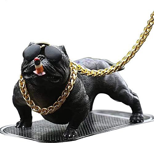 URFEDA Auto Armaturenbrett Deko, Harz Bulldog Pitbull Figur Spielzeug Wackelfigur Auto Armaturenbrett Dekoration Bully Hund Puppe Wackelkopf Ornamente Tischdeko Auto Schmuckzubehör für Männer Frauen