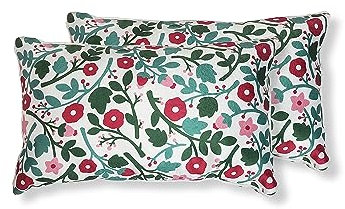 Juego de 2 Cojines 30x50cm 100% Poliéster para Sofa con Relleno Incluido Extra Suave al Tacto, Cojines Terciopelo Estampado Decorativo Hogar - Flor Rojo