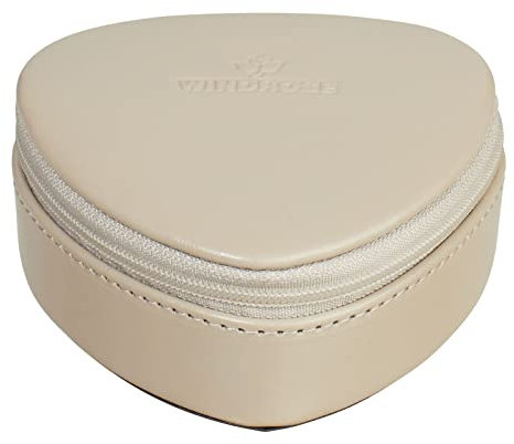 Windrose Kleine Herzdose Merino Moda/beige - Hochwertige Handarbeit - Breite 9,5 cm - Lederoptik