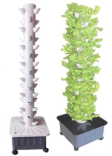 ZWJABYY Hydroponischer Turm,45 Loch Aquaponic Growing System,15 Stage Aeroponic Growing Kit für Kräuter,Obst und Gemüse mit Hydratation Pumpe,Adapter,Net Pots