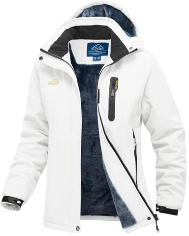 YSENTO Womens Waterproof Jackets Winter Fleece Outdoor Ski Snowboarding Walking Coat with Detachable Hood