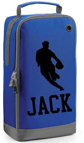 Personalised Rugby Boot Bag Shoe Bag Rugby Player Gift Shoe Sports Bag Personalised with Name Rugby Player Design Sports Gift Royal Blue