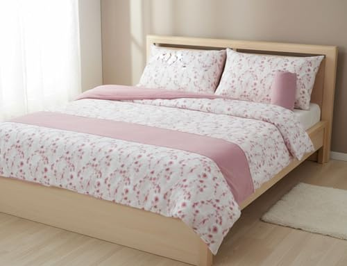 Viterbo Biancheria Coordinato Completo Letto Lenzuola Singolo - Piazza E Mezzo - Matrimoniale in Morbido Pile A Fantasia Kenia (1 Piazza E Mezzo (7178), Fiorellini Rosa)