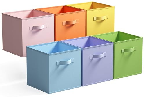 GRANNY SAYS Cube Storage Boxes, Pack of 6 Storage Cubes 27x27x27, Square Storage Boxes for Shelves, Collapsible Storage Cube Boxes, Kallax Storage Boxes for Organising Clothes Kids Toys, Colorful