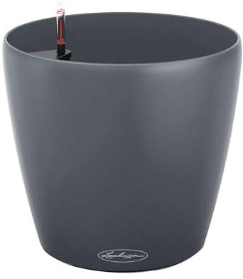 LECHUZA-Pflanzgefäß Classico Color ECO 18 Grau | Pflanzgefäß mit Bewässerungssystem und Wasserstandsanzeiger|aus 100% recyceltem Kunststoff | Matte Oberfläche | Ø 19 x 17 cm | 18903