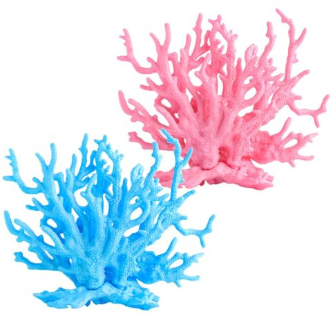 Dtoterul Corallo Artificiale Pesci Serbatoio 2 Pezzi Coralli Artificiali in Plastica Coralli Rosa e Blu Serbatoio Ornamento Coralli Simulazione Ornamenti per Piante Artificiali per Acquario
