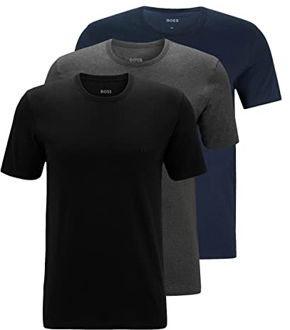 BOSS Herren Classic T-Shirts Kurzarm Shirts Pure Cotton Crew-Neck 3er Pack, Farbe:Mehrfarbig, Artikel:-497 Black/Anthracite/Navy, Größe:S
