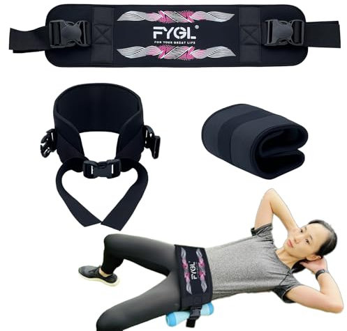 FYGL Hip-Thrust-Belt, Foldable Band for Dumbbells, Kettlebells, Plates - Supports Up to 300 lbs, Gym and Home Workouts with Slip-Resistant Padding, White & Pink