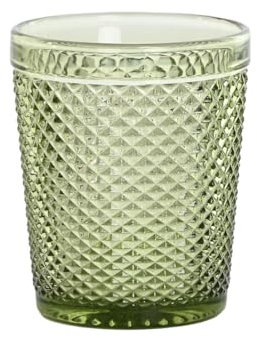 DKD Home Decor Set de Vasos Verde Cristal Con relieve 240 ml (6 Unidades)