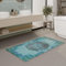 Waschbarer und Rutschfester Vintage Badezimmerteppich von WECONhome mit orientalischem Muster - Eleganz und Komfort für jedes Bad - Healing (60 x 100 cm, blau)