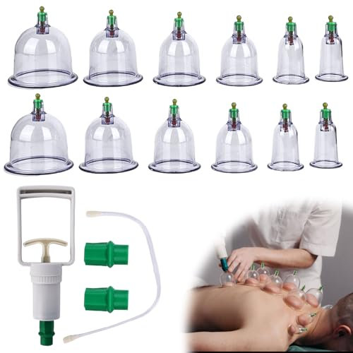 Juego de 12 ventosas con bomba de vacío, terapia tradicional china, ventosas de silicona para cara y todo el cuerpo, autotratamiento