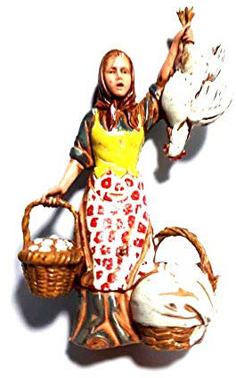 BLUSUPERSHOP Sie erhalten 1 Schäferhund Serie DOPPI LANDI Höhe 10 cm Frau Eier und Hühner für Krippe S. GREGORIO ARMENO erhalten Sie einen kostenlosen Schlüsselanhänger Shepherds Crib