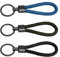 Lot de 3 porte-clés tressés en cuir synthétique - Pour le travail, les clés de voiture, la bouteille, le camping, la randonnée, 3 couleurs, taille unique (Noir + Vert Olive + Bleu Marine)