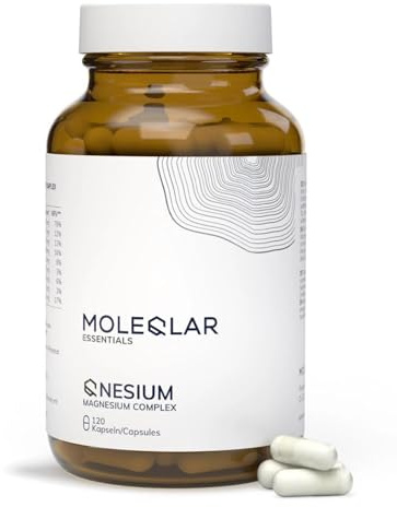 MoleQlar Magnesium Komplex 120 Kapseln - 7-fach Kombination an Magnesium Verbindungen - 250mg elementares Mg pro Portion - Bessere Bioverfügbarkeit durch Vitamin B6 - vegan & glutenfrei