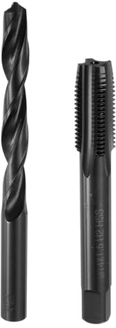 QUARKZMAN Ensemble de Tarauds et de Forets Métriques, 1Pcs Taraud à Cannelure Droite M14 x 1,5 et 1Pcs Foret Hélicoïdal de 12,5 mm, Outils de Filetage en Oxyde Noir HSS6542
