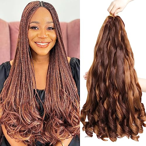 French Curl Braid Hair Extensions 22 Inch 8 Packs Curly Pre-Stretched Crochet Braids (33P30, 22 Inch (Pack of 8))