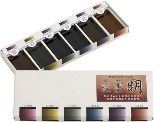 Boku-Undo E-Sumi Watercolour Paint Set of 6 Colours (15459,Mei)