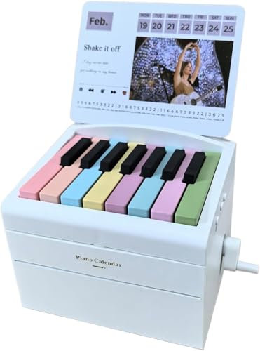 Singer Taylor Piano Calendar 2025 Desk Calendar, Mini Piano Calendar,Playable Piano Table Calendar 2025 With 52 Weeks of Music Sheets, Great Gift for Family and Friends (White)