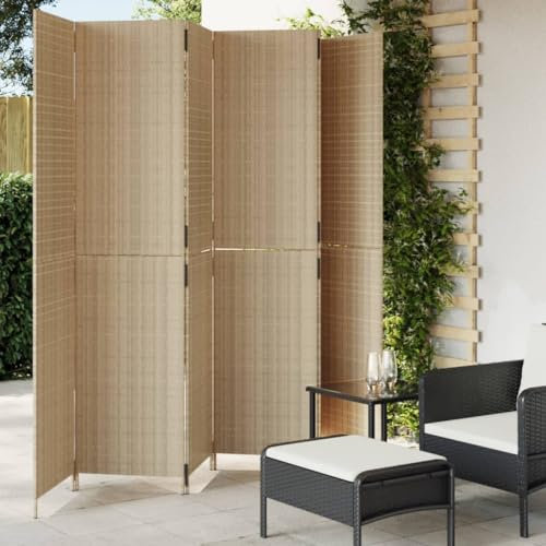 Lauuoeriau Raumteiler, Raumteiler, 6 Paneele, Beige, Polyrattan