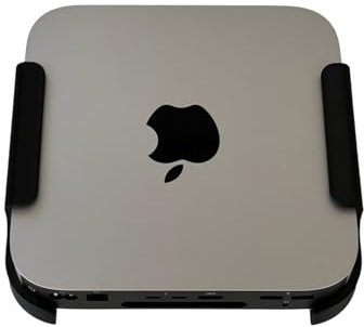 Generisch Wandhalterung für Mac mini (kompatibel mit Apple Mac mini), Kunststoff Halterung, platzsparend, belüftet, einfacher Zugriff auf Anschlüsse, einfache Montage, Schwarz