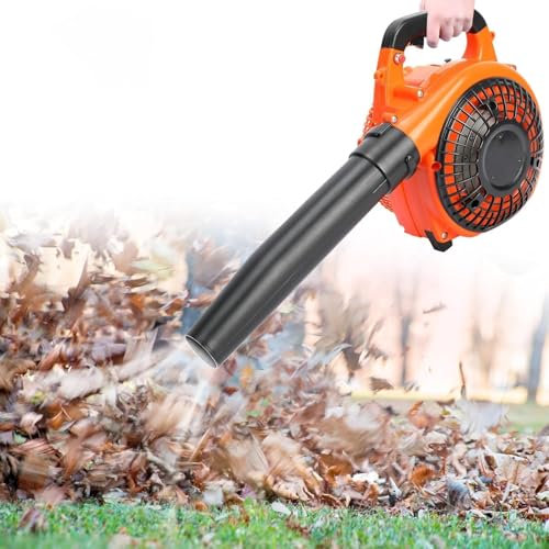 qajexluz Soplador de hojas inalámbrico, soplador de hojas de gasolina de 26 cc con motor de 2 tiempos, potente soplador de hojas a gas, pequeño y ligero soplador de hojas de mano, soplador de aire