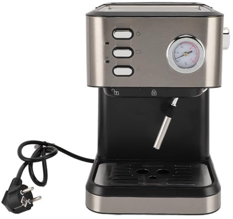 Espressomaschine mit Milchaufschäumer, 1050 W, 1,5 L Fassungsvermögen, 20 Bar, Halbautomatische Espressomaschine, Kleine Kompakte All-in-One-Dampf-Espressomaschine für Cappuccino