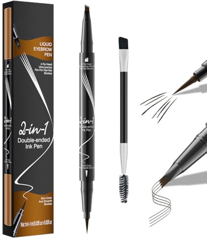Augenbrauenstift,Wasserdichter Schweißfester,Vegane Formel,2-in-1 Dual-Professional Makeup Microblading Augenbrauenstift,Augenbrauenstift für perfekt definierte Augenbrauen,mit Gabelspitze Applikator,