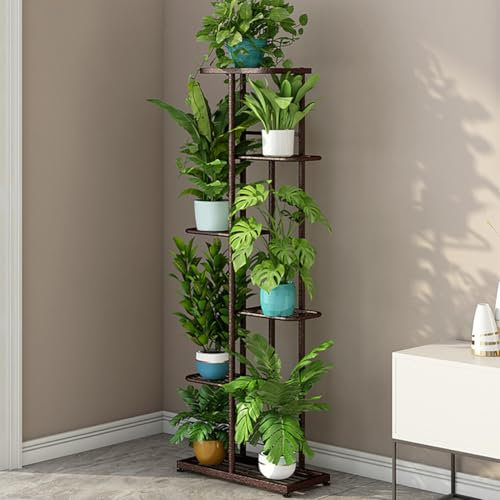 Lidzopas 6 Etagen PflanzenstäNder Aus Metall Blumenregal Indoor BlumenstäNder Ablage für 7 Pflanzen MehrstöCkig Blumenregal Pflanzentreppe Eckregal Stehend für Garten Balkon Deko