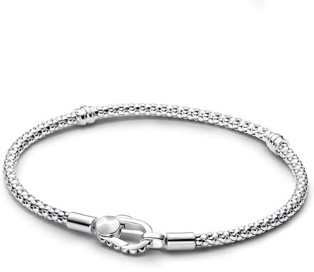 PANDORA Moments Nietenarmband mit Nietenverschluss aus Sterling-Silber, Kompatibel Moments Anhängern, Größe: 21 cm, 593680C01-21