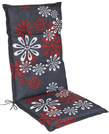 Waidmeister Hochlehner Auflage Naxos für Gartenstühle 118x49 cm (1, Blume Rot/Anthrazit)