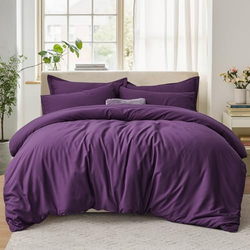 Tifschlaf King Size Duvet Cover Sets - Kingsize Bedding Set with 2 Pillowcases - Ultrasoft Brushed Microfiber Quilt Bed Cover with Zip Fastening, Purple (230x220)