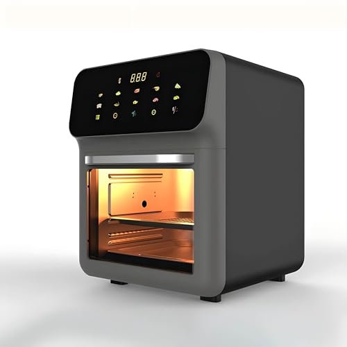 Gziztx Air Fryer 13L Digital Air Fryer Oven 10 Preset Programs, Dehydrator, Roast, Bake, with Touch screen, View Window, Timing, Auto Shutoff and Memory Baking, for Home Kitchen