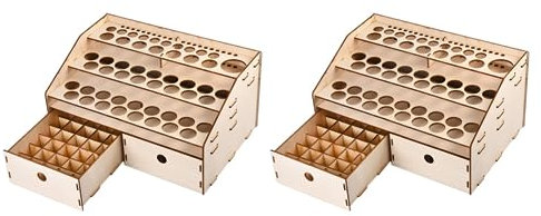Reinscer 2X DIY Wooden Organizer Paint Bottles Display Rack Brushes Holder Stand Storage Model Tool