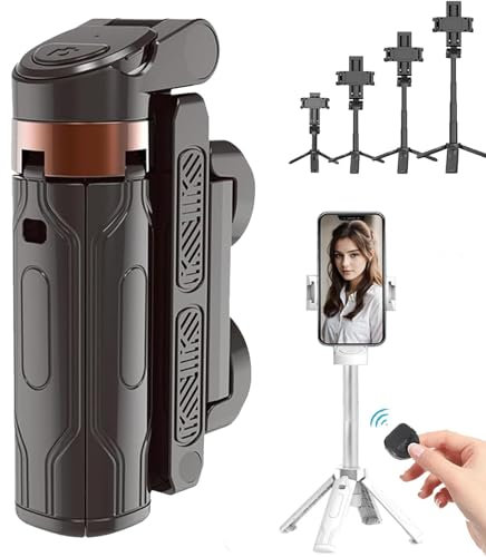 Qosigote Tnw T26 Mini Tripod For Iphone, Techlypro P15 Mini Tripod 360 With Detachable Remote Control, 360° Rotation Foldable (Black)