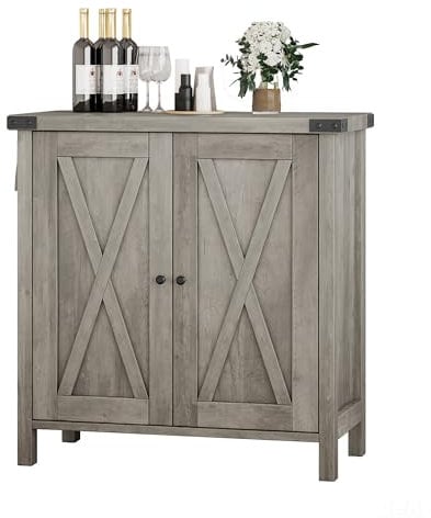 Garvee Küchenschrank Sideboard mit Türen Buffetschrank mit Arbeitsplatten Küchenbuffet mit verstellbarem Regal Landhausstil für Küche, Wohnzimmer, Esszimmer Grau 40x80x80 cm