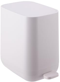 Relaxdays Mülleimer, 7 Liter, Absenkautomatik, entnehmbarer Inneneimer, Matter Kunststoff, schmaler Treteimer, weiß