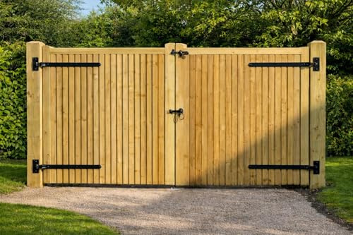 Wooden Driveway Gates closeboard – Heavy Duty Treated Timber Double Gates, Garden & Driveway Entrance, Traditional (180cm High x 240cm Wide x 5cm deep)
