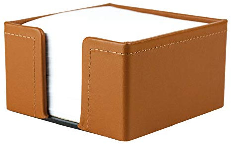 DELMON VARONE - Zettelkasten Premium Leder Boxcalf braun, Zettelbox inkl. 500 Blatt Papier, Notizklotz in Echtleder Kasten für Schreibtisch & Büro, Ideal zum Notieren von Gedanken, Ideen & Notizen