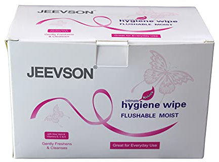 Jeevson Individually Wrapped Flushable Intimate Wipes-Excellent for Travel (1 Box)