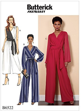 Butterick Patterns 6522 B5 Misses/Women's Jumpsuit and Sash Sewing Pattern, Tissue, Multi-Colour, 17 x 0.5 x 22 cm