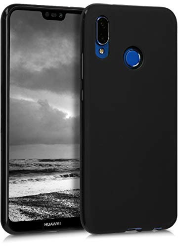 kwmobile Hülle kompatibel mit Huawei P20 Lite Hülle - weiches TPU Silikon Case - Cover geeignet für kabelloses Laden - Schwarz matt