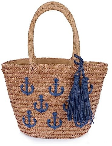Sonia Originelli XS Korbtasche Mini Anker Stickerei Quastenverzierung Shopper Sommer