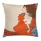 ABAKUHAUS Jugendstil Kissenbezug, Lady Antique Kleid, Dekokissenhüllen Waschbar Inn/Outdoor Beidseitiger Druck mit Reißverschluß, 40 x 40 cm, Rot Orange
