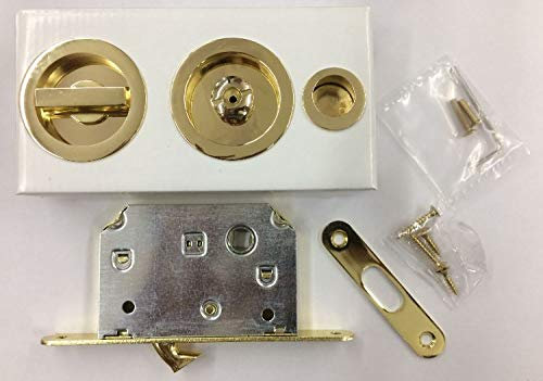 KIT MANIGLIA PORTE SCORREVOLI PORTA SCRIGNO MARIVA. VERSIONE CON SERRATURA E CON POMOLINO BASSO REGOLABILE COLORE ORO LUCIDO, OTTONE LUCIDO .MARIVA. ART.K1 CS