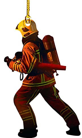 Feuerwehrmann Weihnachtsschmuck, Weihnachtsbaum Feuerwehrmann Acryl Ornamente Zum Aufhängen Weihnachten Weihnachtsbaum Anhänger Dekoration Autospiegel Dekoration Für Wandfenster, Baum, Auto-Rückspiege
