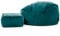 Icon Kingston Sitzsack mit Hocker Samt, Blaugrün, Sitzsack Erwachsene mit Füllung, Bean Bag, Samt Sessel, Lounge Sessel, Lounge Stuhl, Schlafzimmer, Wohnzimmer, Wohnzimmer Möbel