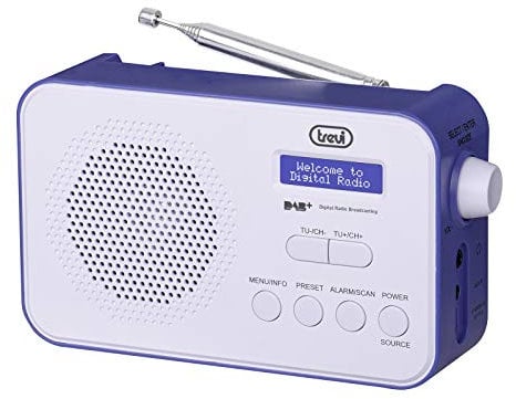 Trevi DAB 7F92 R Radio Portatile Digitale, Display Dot Matrix ad Alta Leggibilità, Orologio con 2 Sveglie Programmabili, Batteria Ricaricabile al Litio, Blu